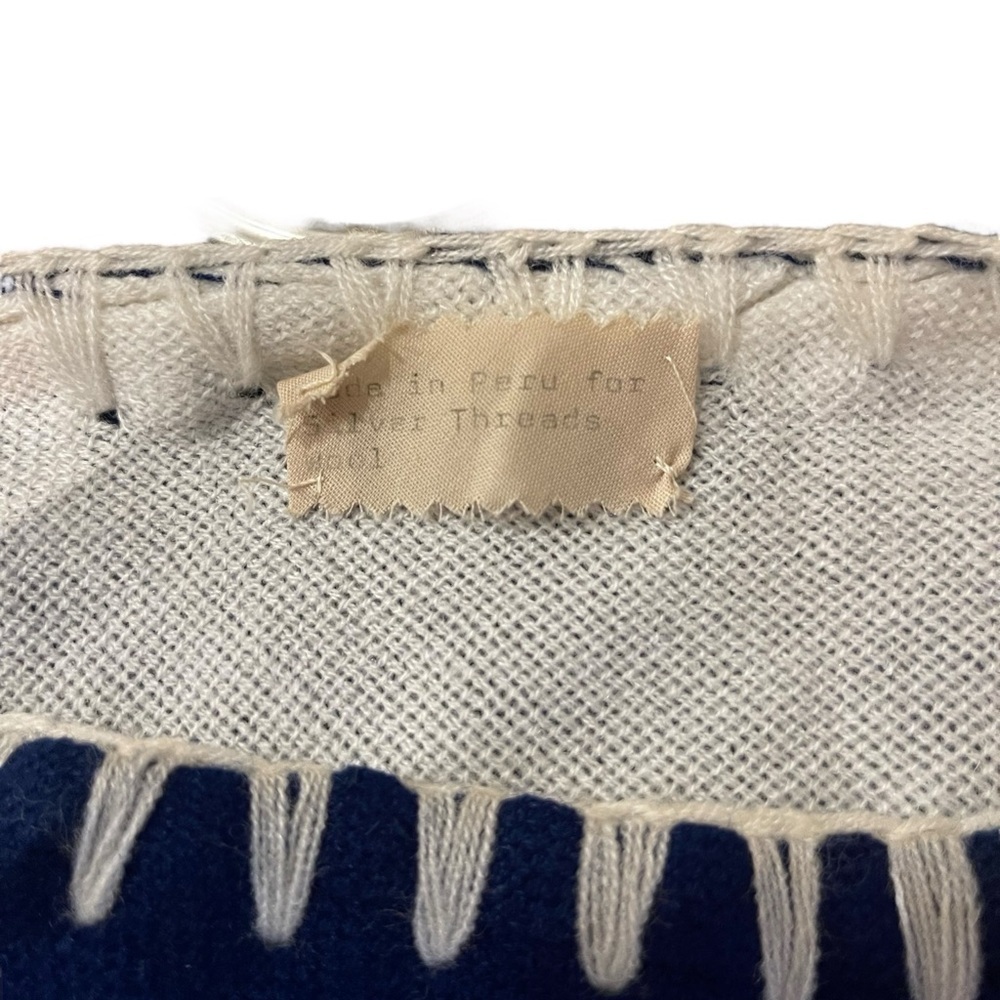 ✔️ Vintage Peruvian Wool Silver Threads Oversized… - image 5